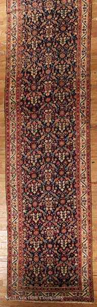 Appraisal: An Antique Persian Runner blue ground overall floral design cream