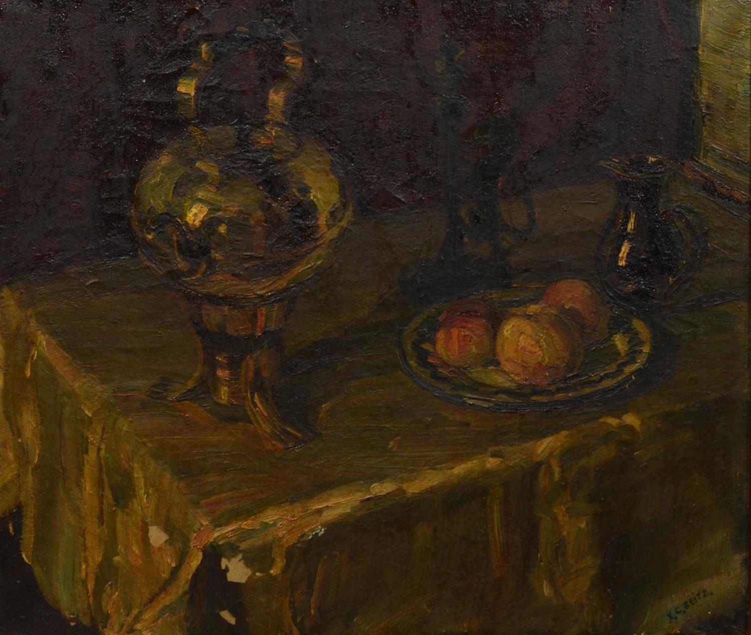 Appraisal: I C Seitz th Century oil on canvas Still Life