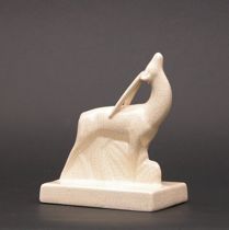 Appraisal: French Art Deco Gazelle Early th Century White glazed gazelle