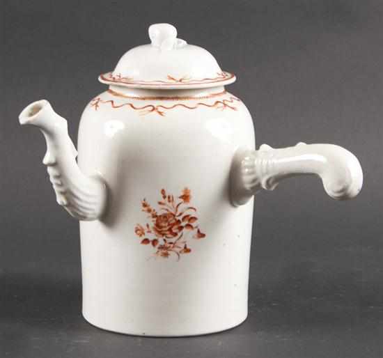 Appraisal: Chinese Export sepia decorated porcelain chocolate pot circa with sprig