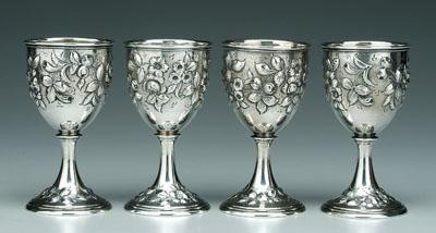 Appraisal: Four Repouss sterling goblets S Kirk Son Co - round