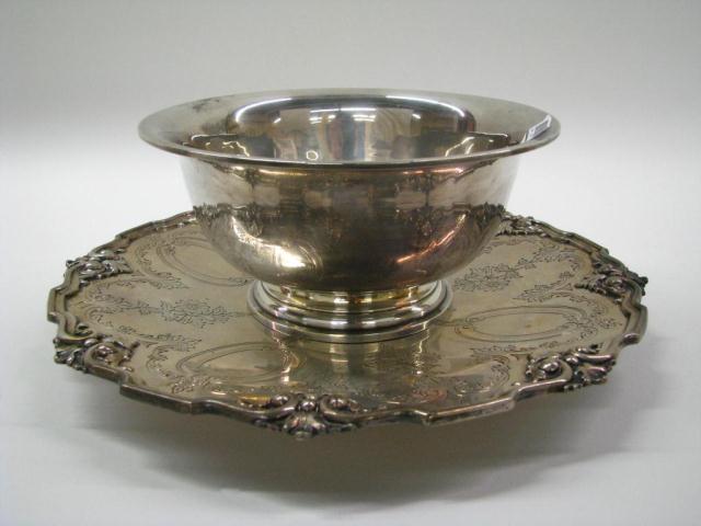 Appraisal: Sterling Silver Bowl and Tray including an antique '' hand