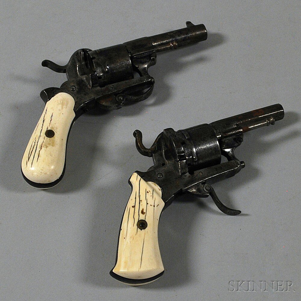 Appraisal: Two European Ivory-handled Pistols th century one with Belgian proof