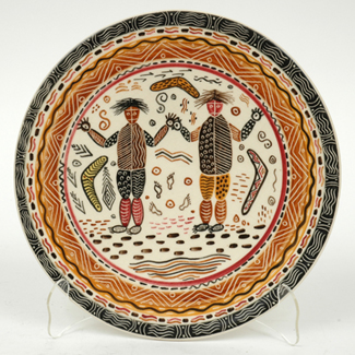 Appraisal: GUY MARTIN BOYD Victoria circa Earthenware plate decorated with two