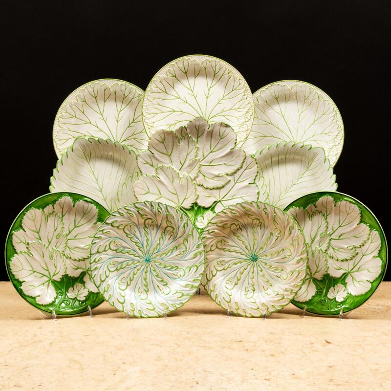 Appraisal: Assembled Set of Wedgwood and Other Leaf Decorated Dishes Comprising