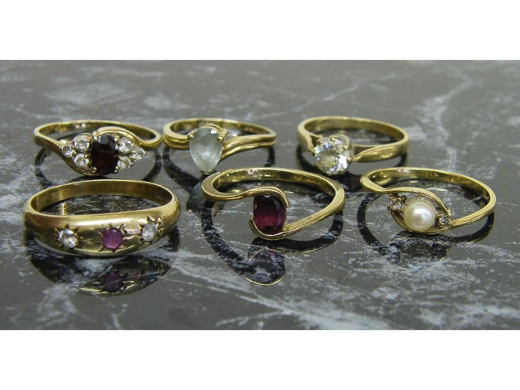 Appraisal: Six gold dress rings gm