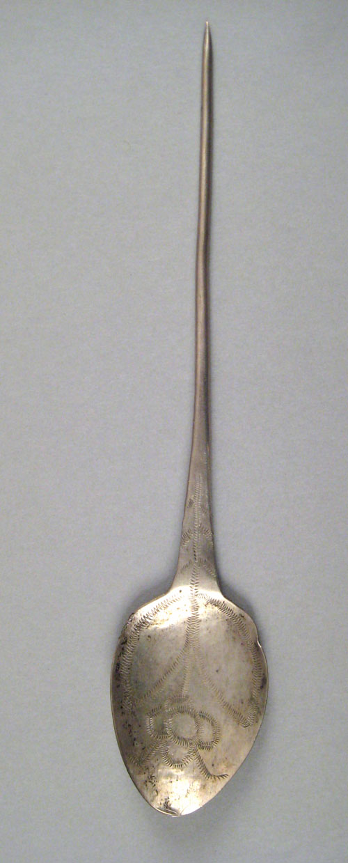 Appraisal: Silver moat spoon th c with wrigglework decoration l