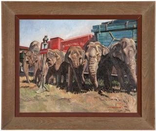 Appraisal: Chang Reynolds circa Ringling Brothers Circus elephants signed lower right