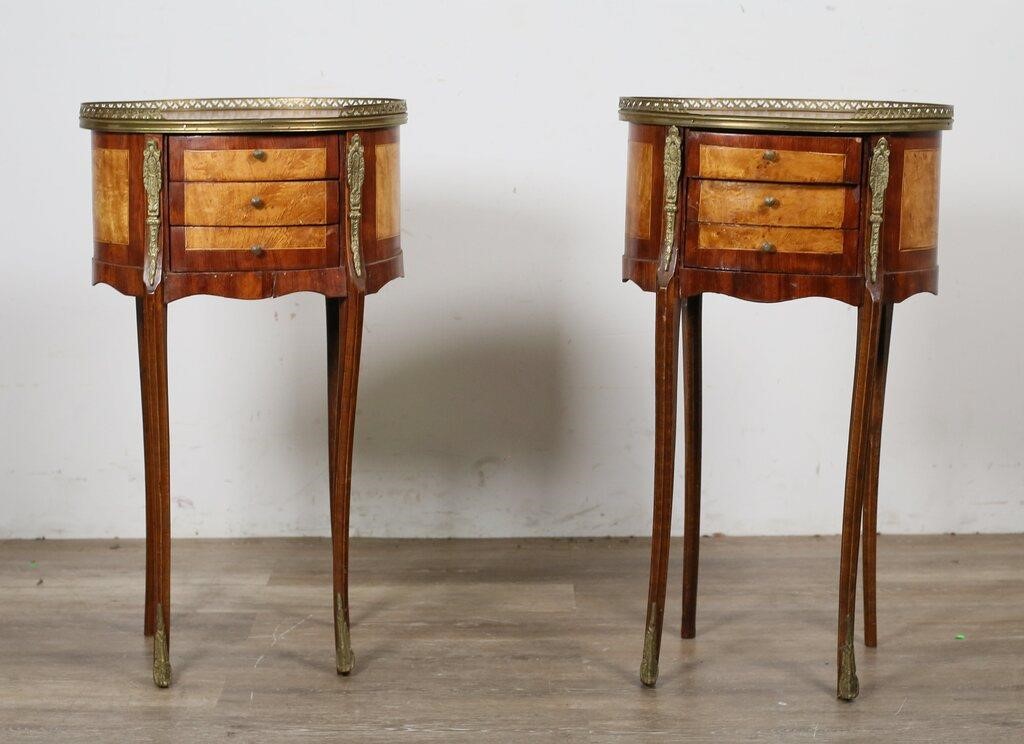 Appraisal: Pair of Louis XV style nightstands Early th century Three