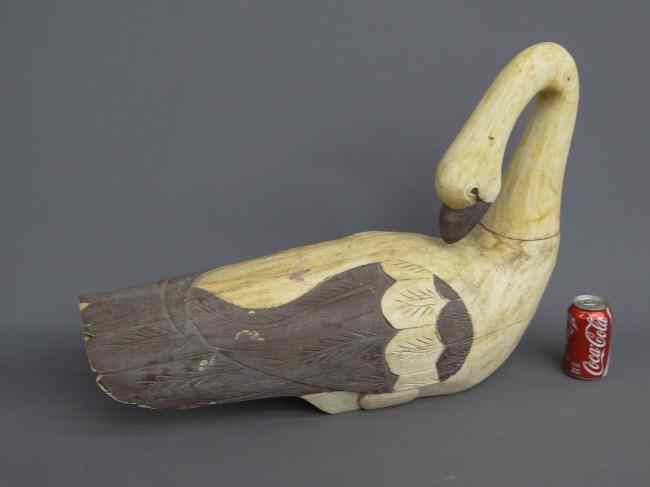 Appraisal: Wooden polychrome painted folk art swan removable neck '' Length