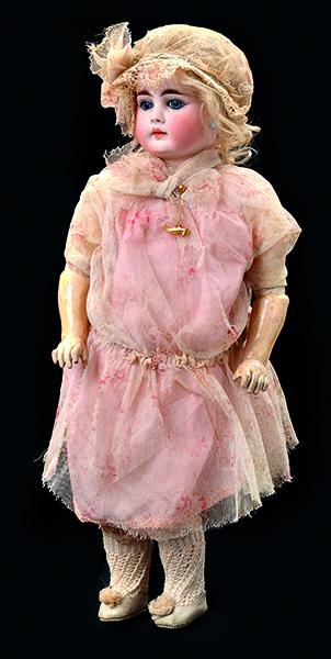 Appraisal: A JUMEAU BISQUE HEAD CHARACTER GIRL DOLL unmarked with a