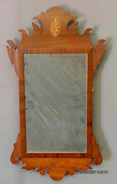 Appraisal: Chippendale mahogany mirror with a foliate oval inlaid crest ''h