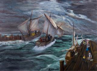 Appraisal: Robert Willer Stormy Seascape Oil on Canvas Robert Willer oil