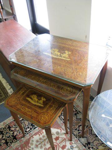 Appraisal: Sorrrento Inlaid Nest of Tables Grecco-Roman decor tallest is with