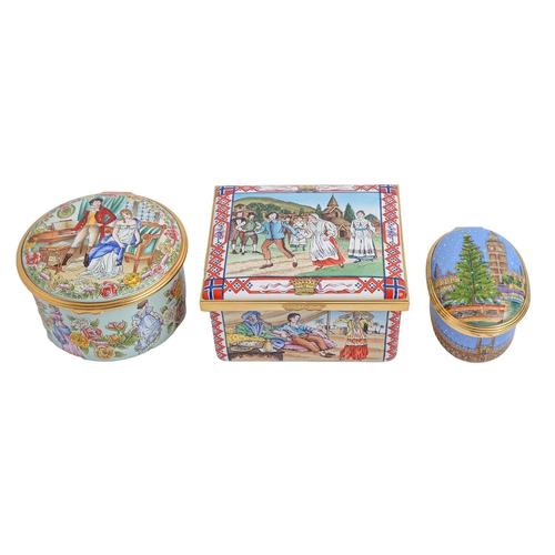 Appraisal: Halcyon Days One enamel and two smaller porcelain musical boxes