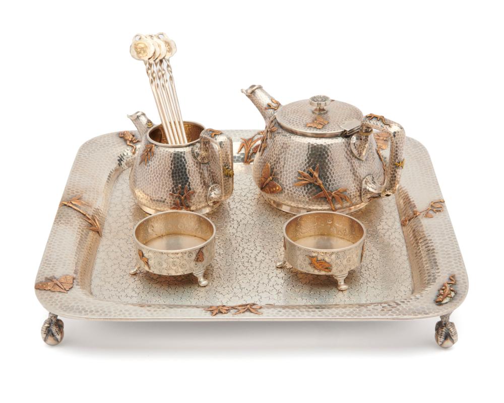 Appraisal: Dominick Haff Silver and Mixed Metal Coffee Set New York