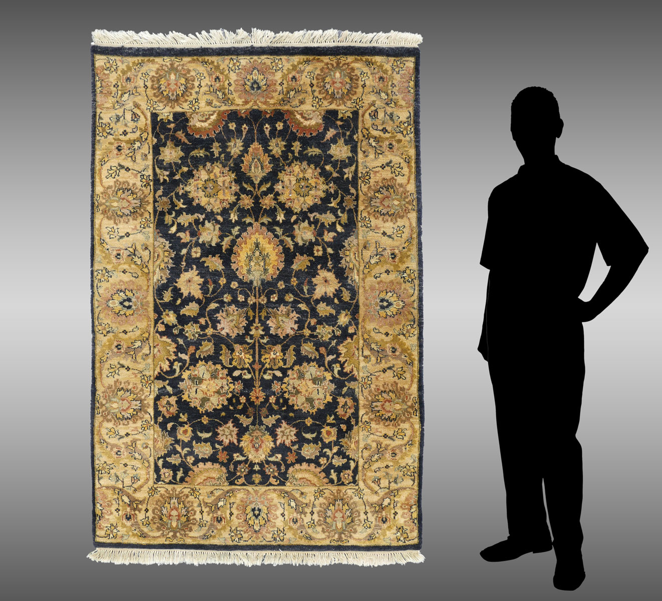 Appraisal: INDIAN JAIPUR PATTERN HAND KNOTTED WOOL RUG ' '' X