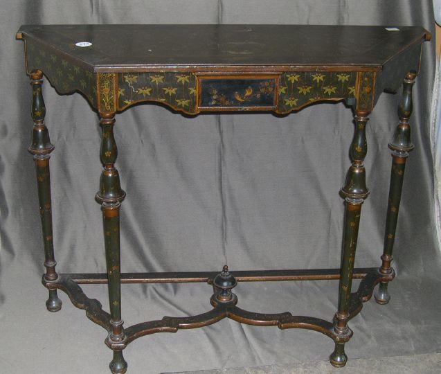 Appraisal: William and Mary-Style Polychromed Console Table raised on trumpet-turned legs