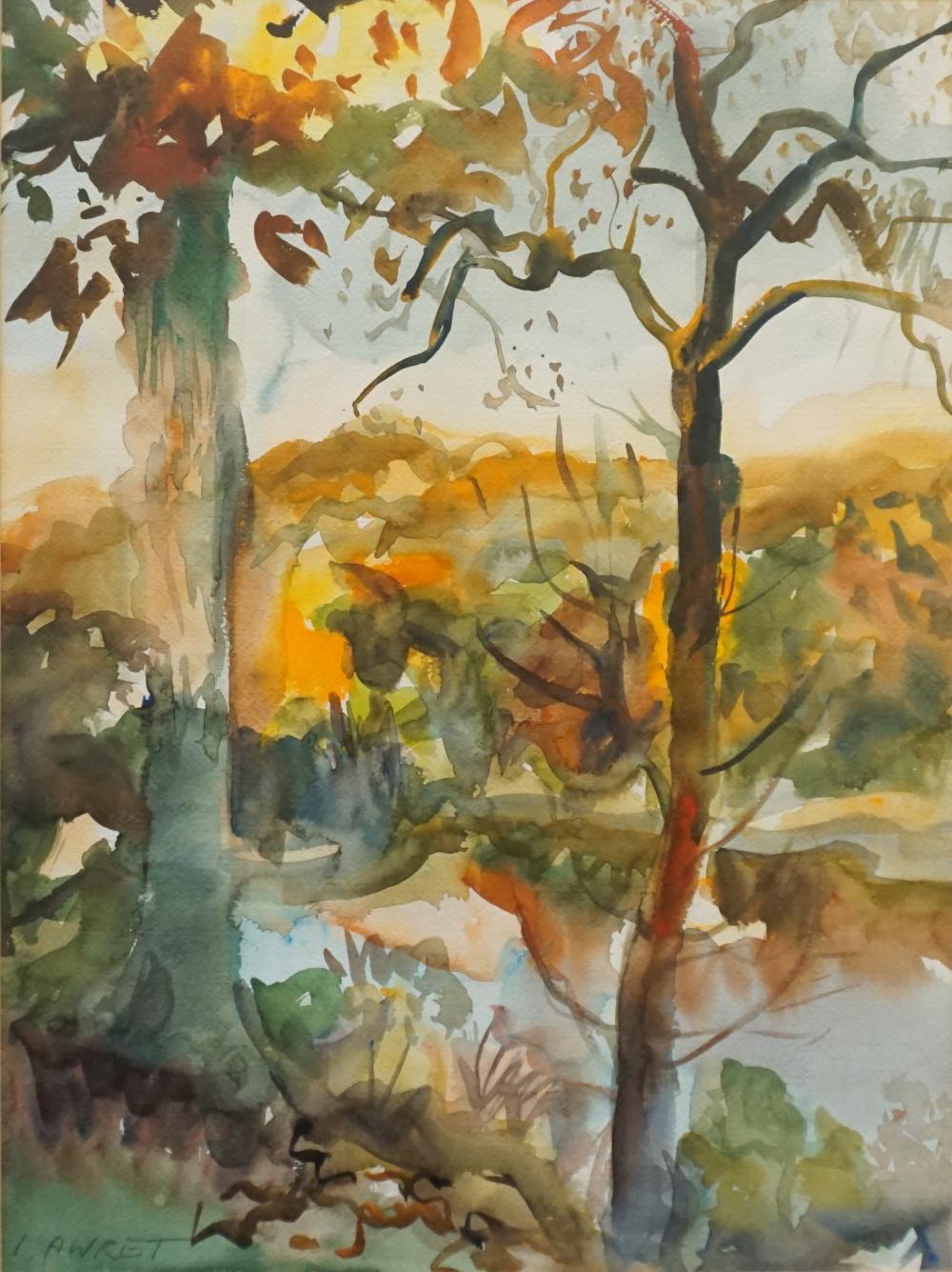 Appraisal: IRENE AWRET GERMAN - AUTUMN LANDSCAPE WATERCOLOR ON PAPER FRAMED