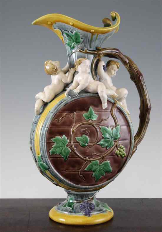 Appraisal: A Mintons majolica moonflask ewer date code for the barrel