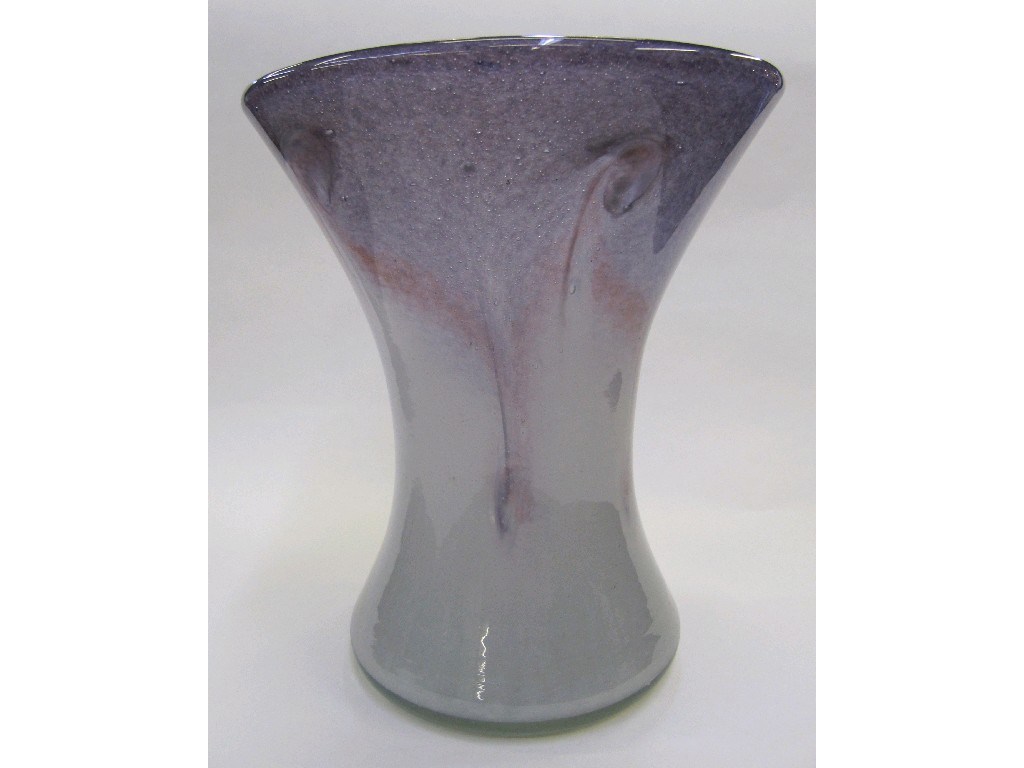 Appraisal: Vasart vase of waisted form in swirling mauves