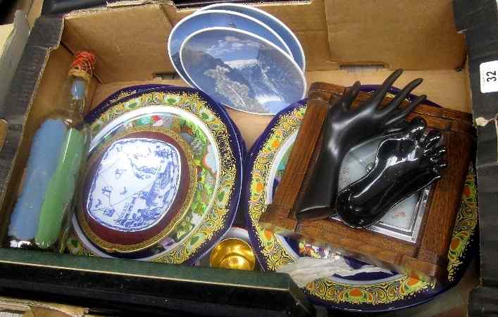 Appraisal: A Box of various pottery to include Norwegian Plates a