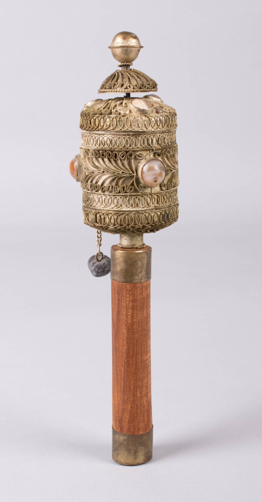 Appraisal: SINO-TIBETAN PRAYER WHEEL of cylindrical form the case of gilt