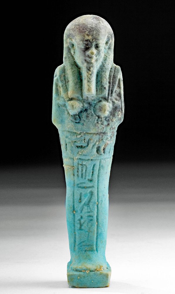 Appraisal: Egyptian Faience Ushabti with Hieroglyphics Egypt Late Dynastic Period th