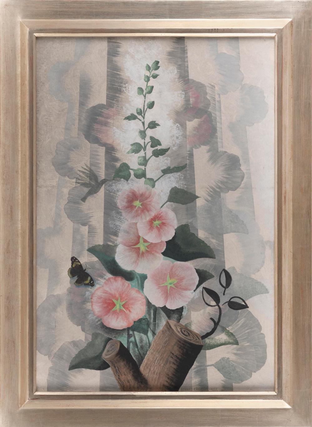 Appraisal: KONRAD CRAMER NEW YORK GERMANY - HOLLYHOCKS OIL ON BOARD