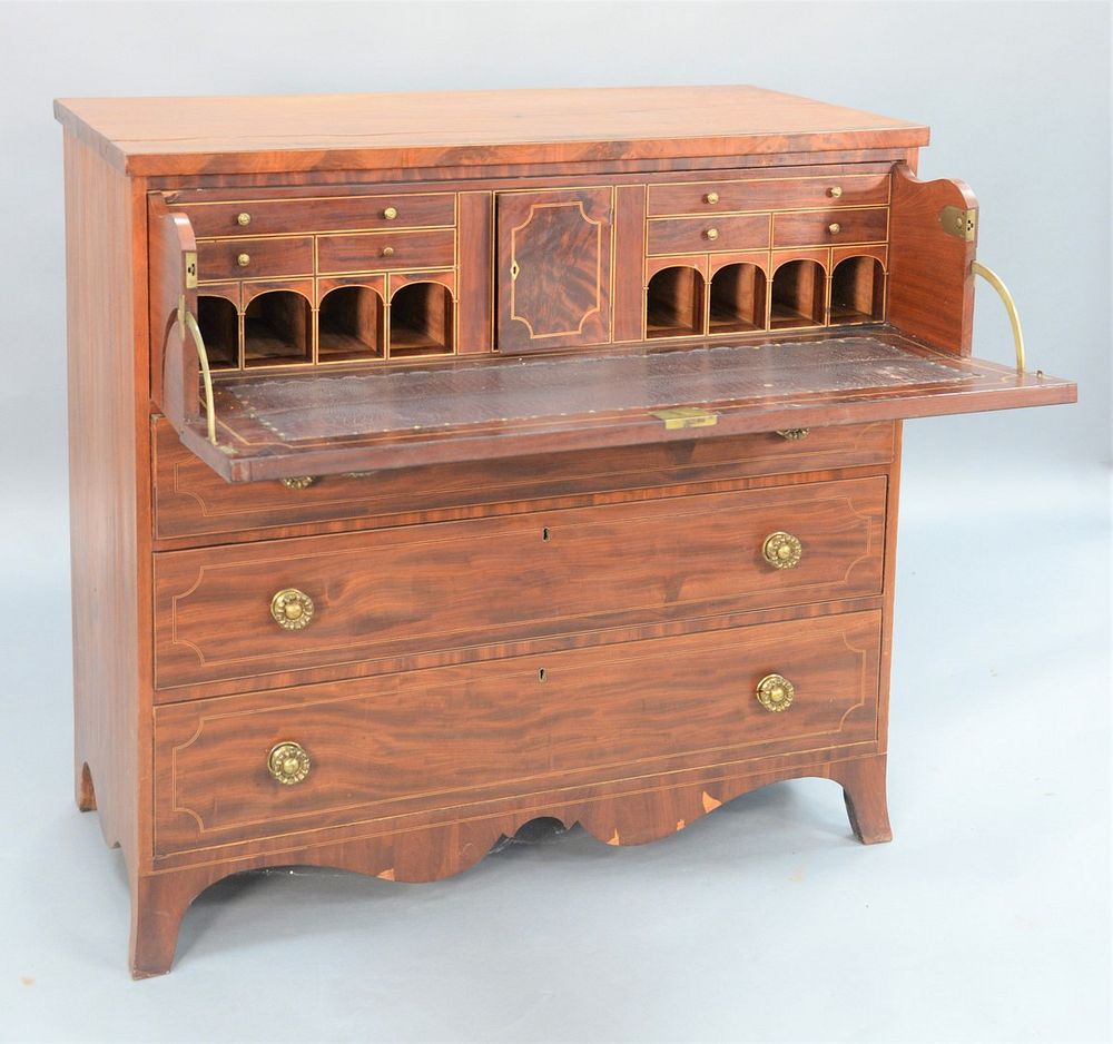 Appraisal: Federal Mahogany Butler's Desk having line inlaid drawers drop front