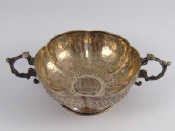 Appraisal: A silver two handled lobed dish with hammered finish Nathan