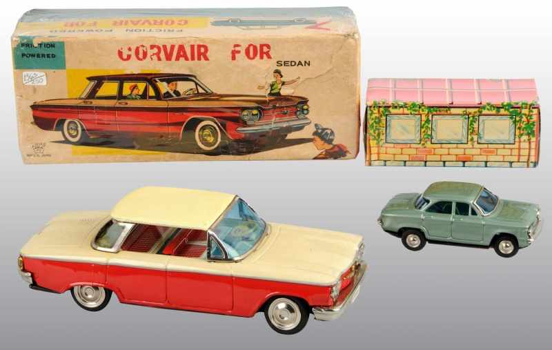 Appraisal: Lot of Tin Litho Corvair Car Toys Description Japanese Working