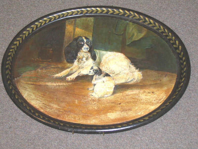 Appraisal: AMERICAN TOLE TRAY th century oval with raised rim hand