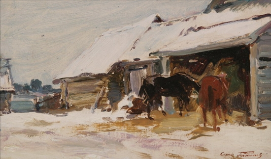 Appraisal: SERGEI GERASIMOV Russian th century WINTER signed lower right Oil