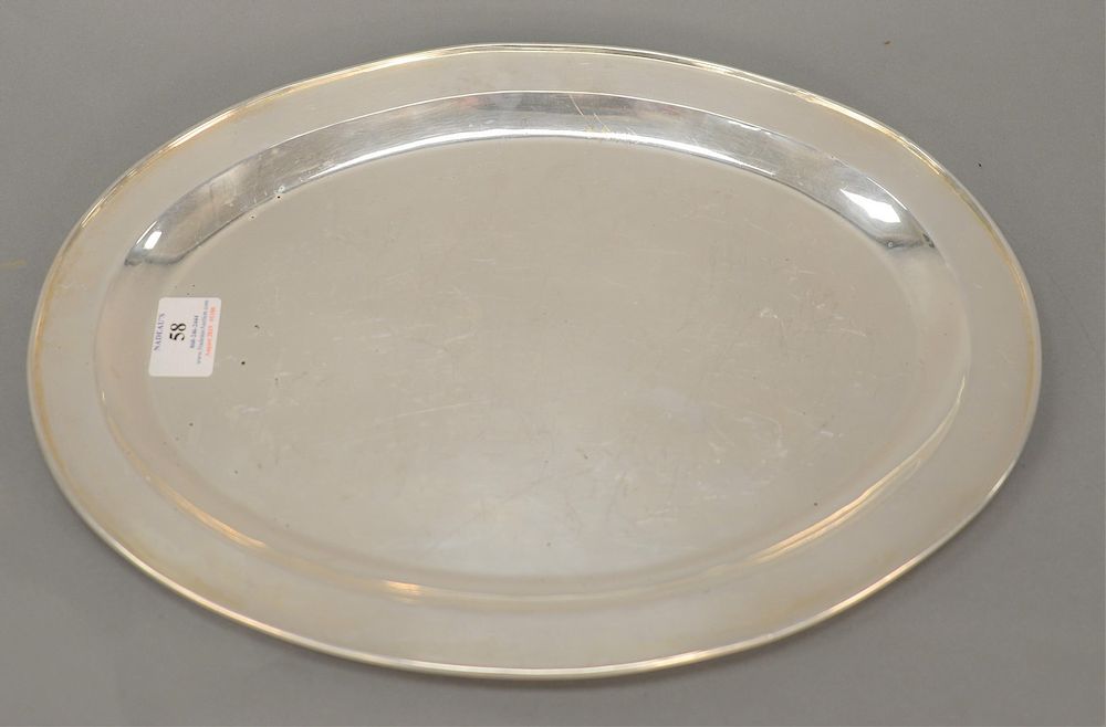 Appraisal: Handarbeit sterling silver oval tray lg in troy ounces Provenance