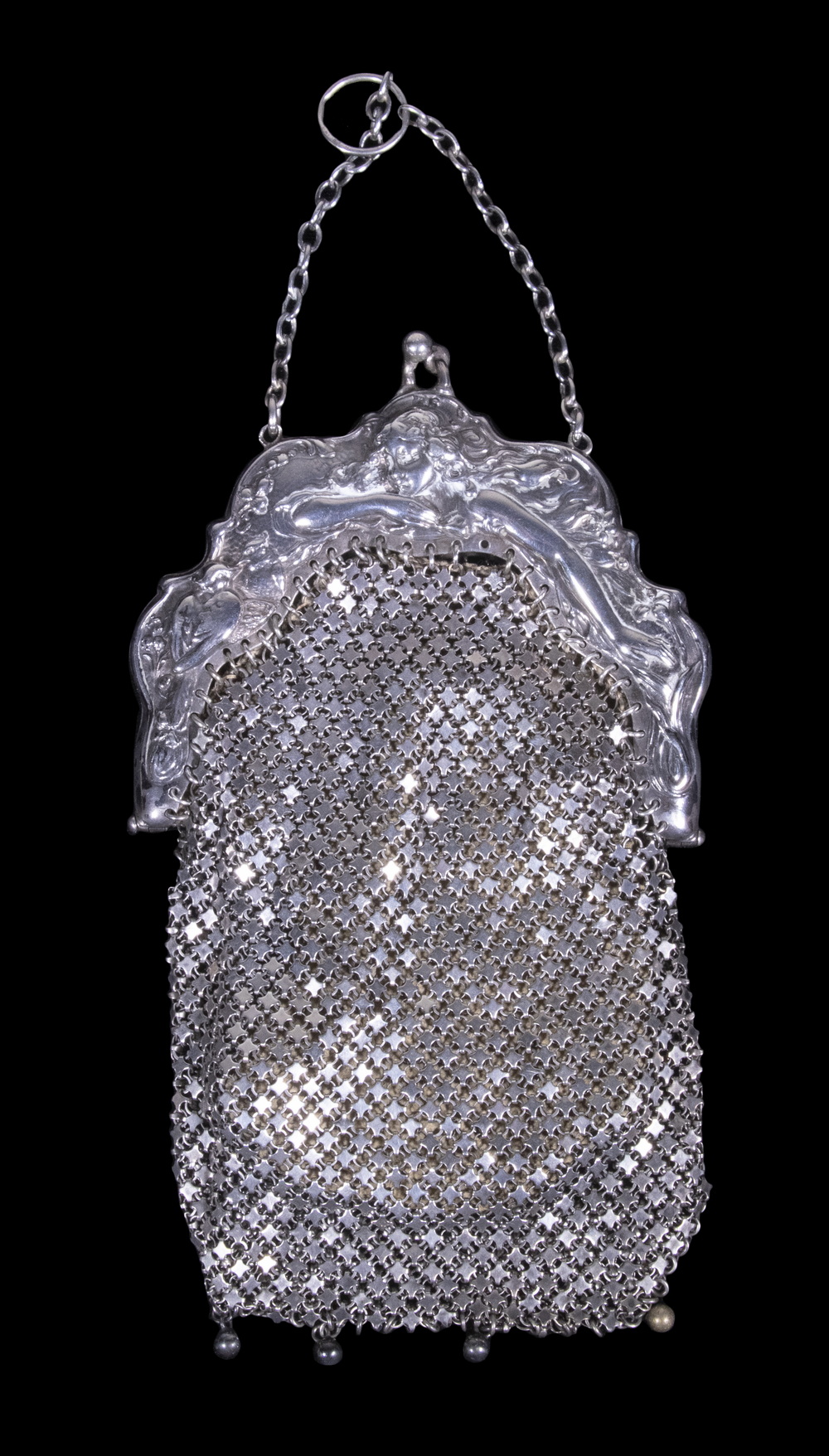 Appraisal: R BLACKINTON ART NOUVEAU STERLING MESH PURSE Circa Ladies Silver