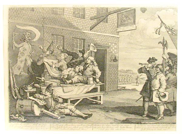 Appraisal: Manner of William Hogarth England from The Invasion Offset lithograph