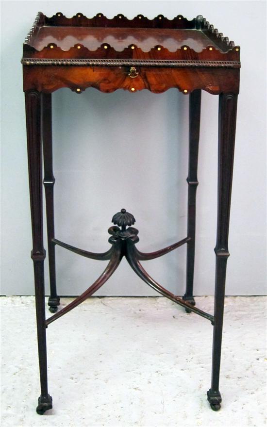 Appraisal: th century style mahogany urn stand the shaped top edge