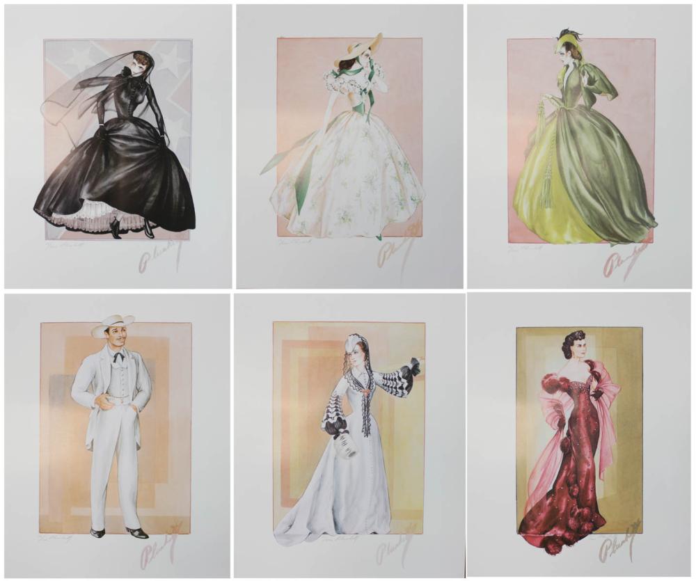 Appraisal: WALTER PLUNKETT California New York - six offset lithographs Costume