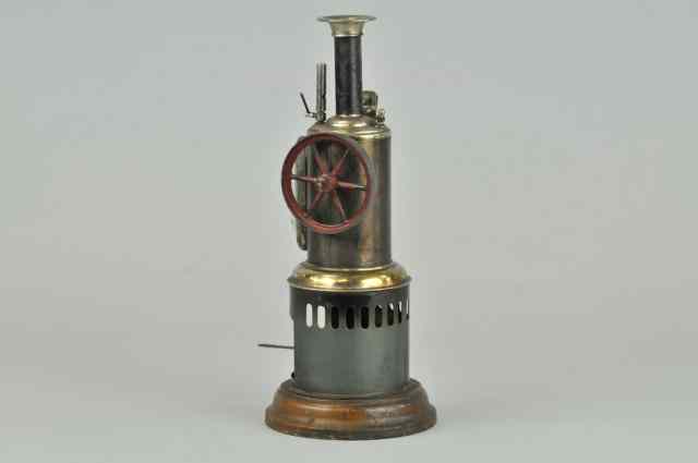 Appraisal: VERTICAL STEAM ENGINE Mounted on ornate circular base polished boiler