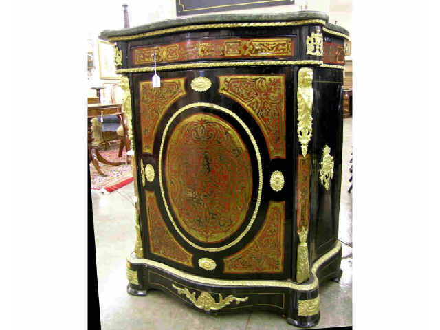 Appraisal: Boulle-style single door cabinet with bronzed figural and decorative mounts