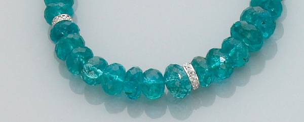 Appraisal: Apatite and Diamond Necklace An indescribable neon blue characterizes this