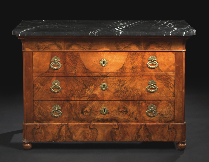 Appraisal: Restauration Walnut and Marble-Top Commode second quarter th century and