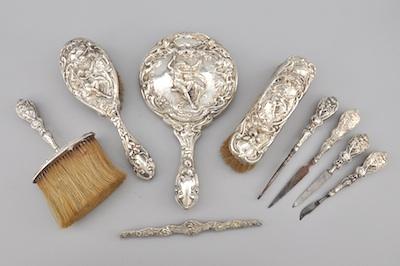 Appraisal: A Sterling Silver Art Nouveau Dresser Set by F B