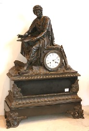 Appraisal: A TH CENTURY FRENCH BRONZE FIGURAL MANTEL CLOCK Charpentier Rue