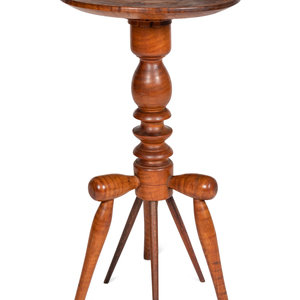 Appraisal: A Unusual Tiger Maple Spool Table American th Century height