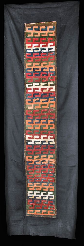 Appraisal: Proto Nazca Textile Turbante w Stylized Swastikas Pre-Columbian South Coast