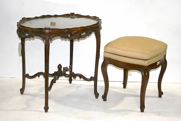 Appraisal: An Italian Rococo style marquetry table together with a Rococo