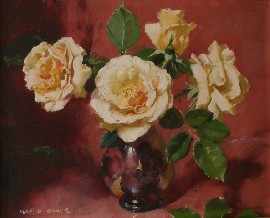 Appraisal: Alan Baker - Lady Hillingdon Roses oil on board signed