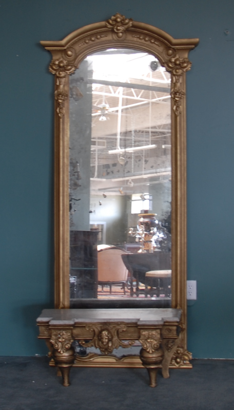 Appraisal: A th C Gilt Framed Pier Mirror and Marble Top